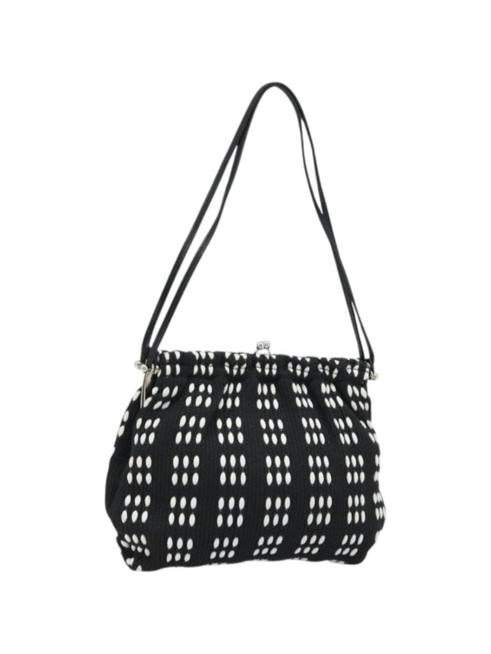 Miu Miu Shoulder Bag Canvas Black Silver